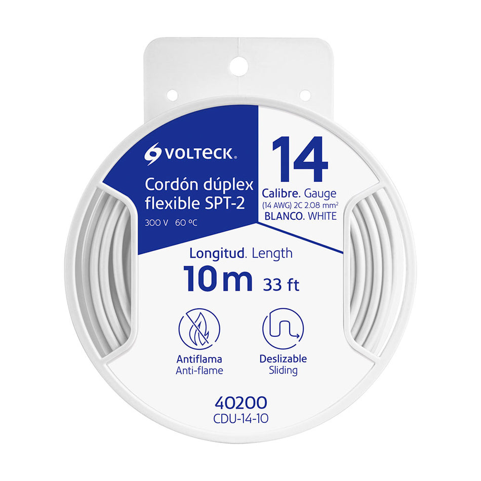 Carrete con 10 m cordón dúplex flexible