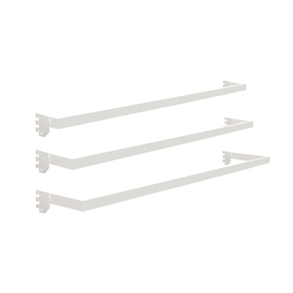 Juego de barras tipo cascada para góndola 120 x 10, 20 y 30 cm, 3 piezas color blanco Urrea JBAR