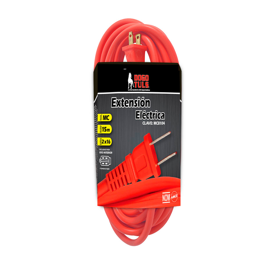 EXTENSION ELECTRICA 2x16 15 MTS USO RUDO DOGOTULS MC8104