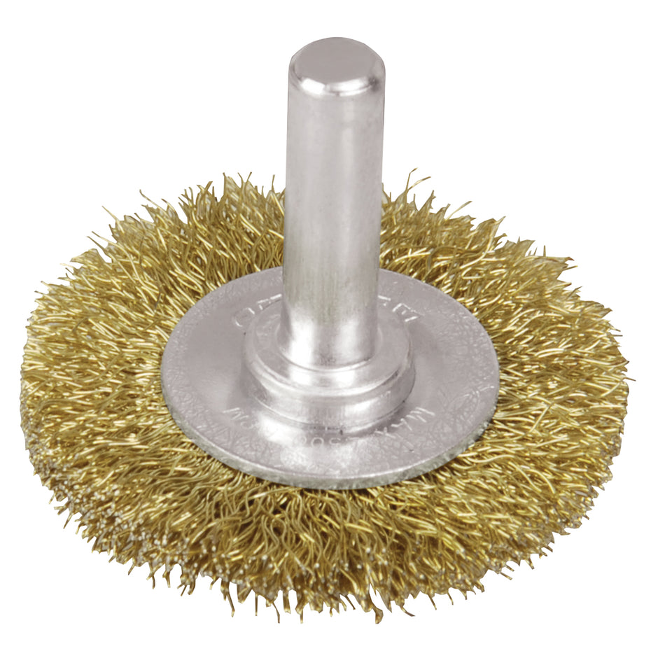 Carda circular ondulada alambre fino 4" x 0.17 mm con zanco 1/4" Surtek C549