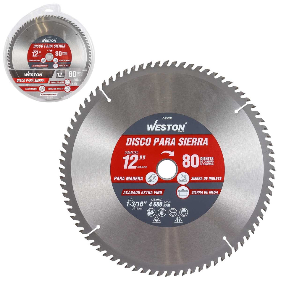 DISCO PARA SIERRA CIRCULAR P/MADERA 12 X
