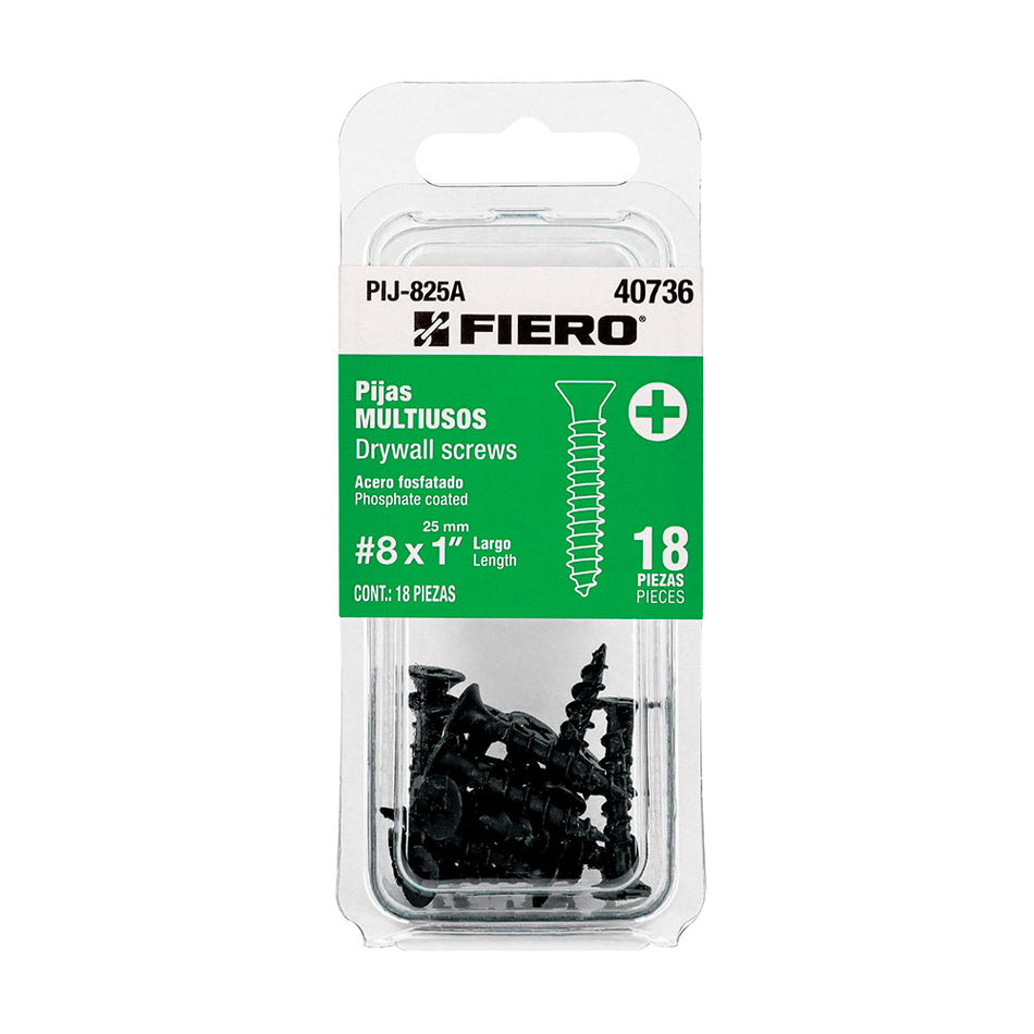 Blíster con 18 pijas multiusos, #8 x 1',