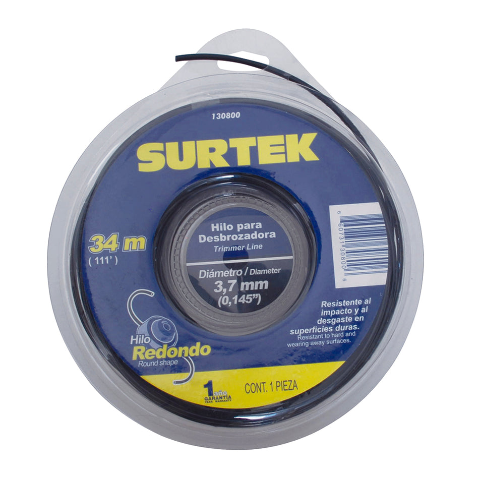 Nailon redondo para desbrozadora doble blíster, 3.7 mm x 34 m Surtek 130800