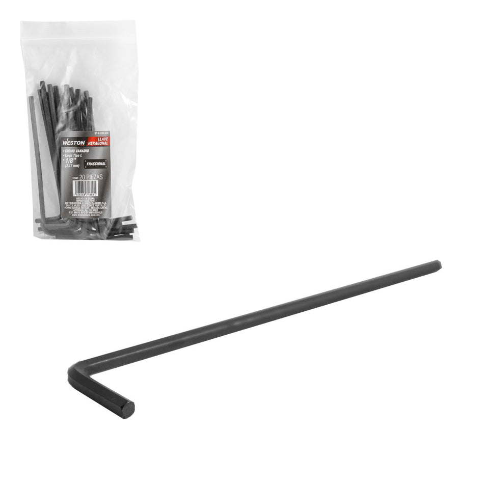 LLAVE HEX; L LARGA 1/8" (PRECIO X PZA -