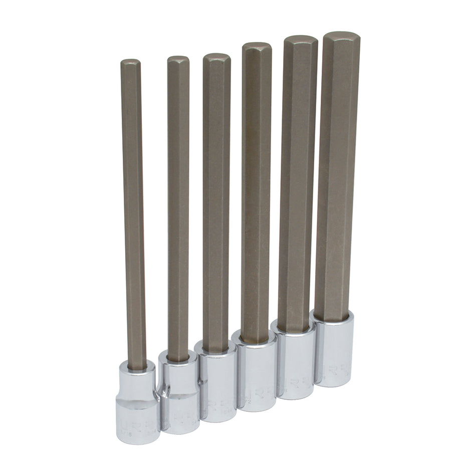 Juego de dados con punta hexagonal extra larga cuadro de 1/2", en pulgadas, 6 piezas Urrea 54416L