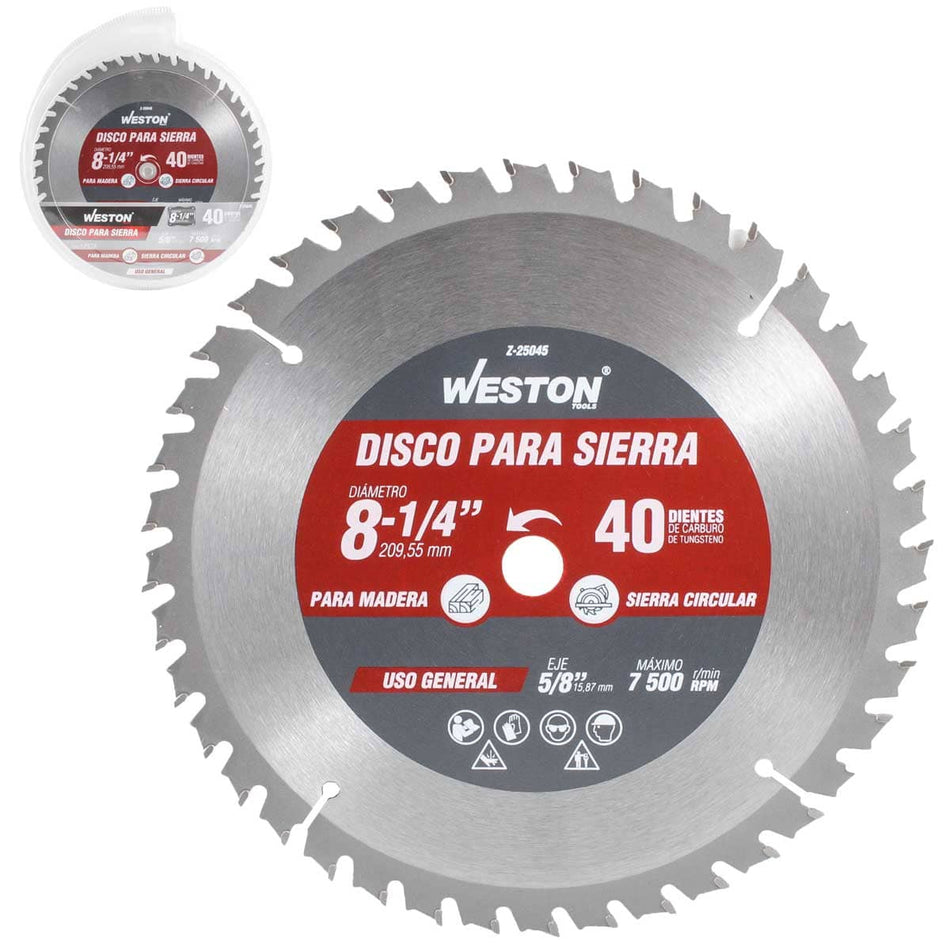 DISCO PARA SIERRA CIRCULAR P/MADERA 8-1/