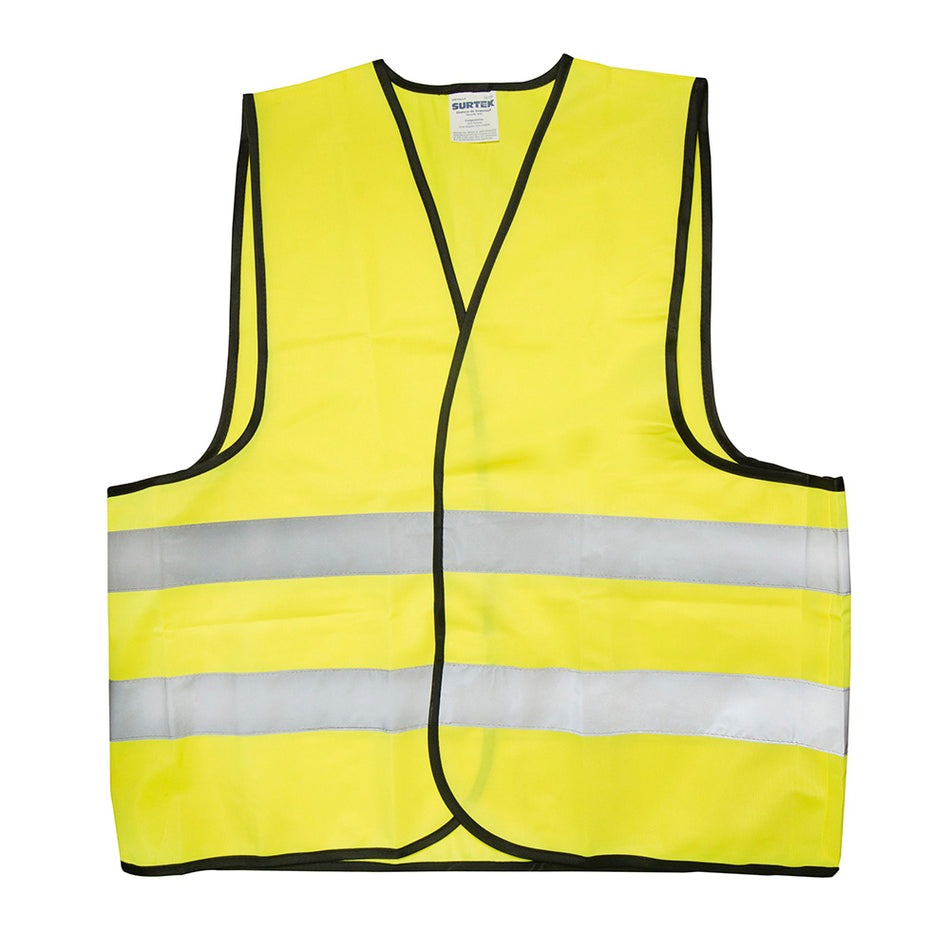 Chaleco de seguridad con cintas reflejantes plateadas amarillo unitalla Surtek 137378