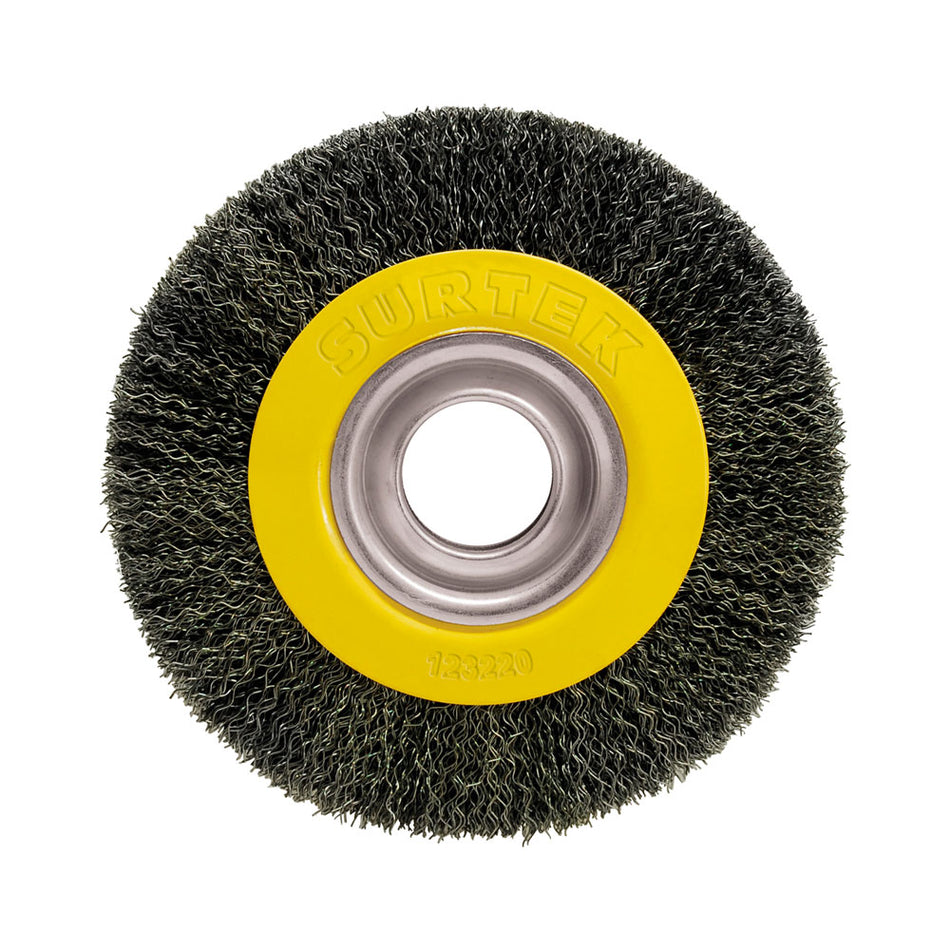 Carda circular ondulada alambre delgado para esmeril 6" x 0.30 mm multi eje Surtek C593