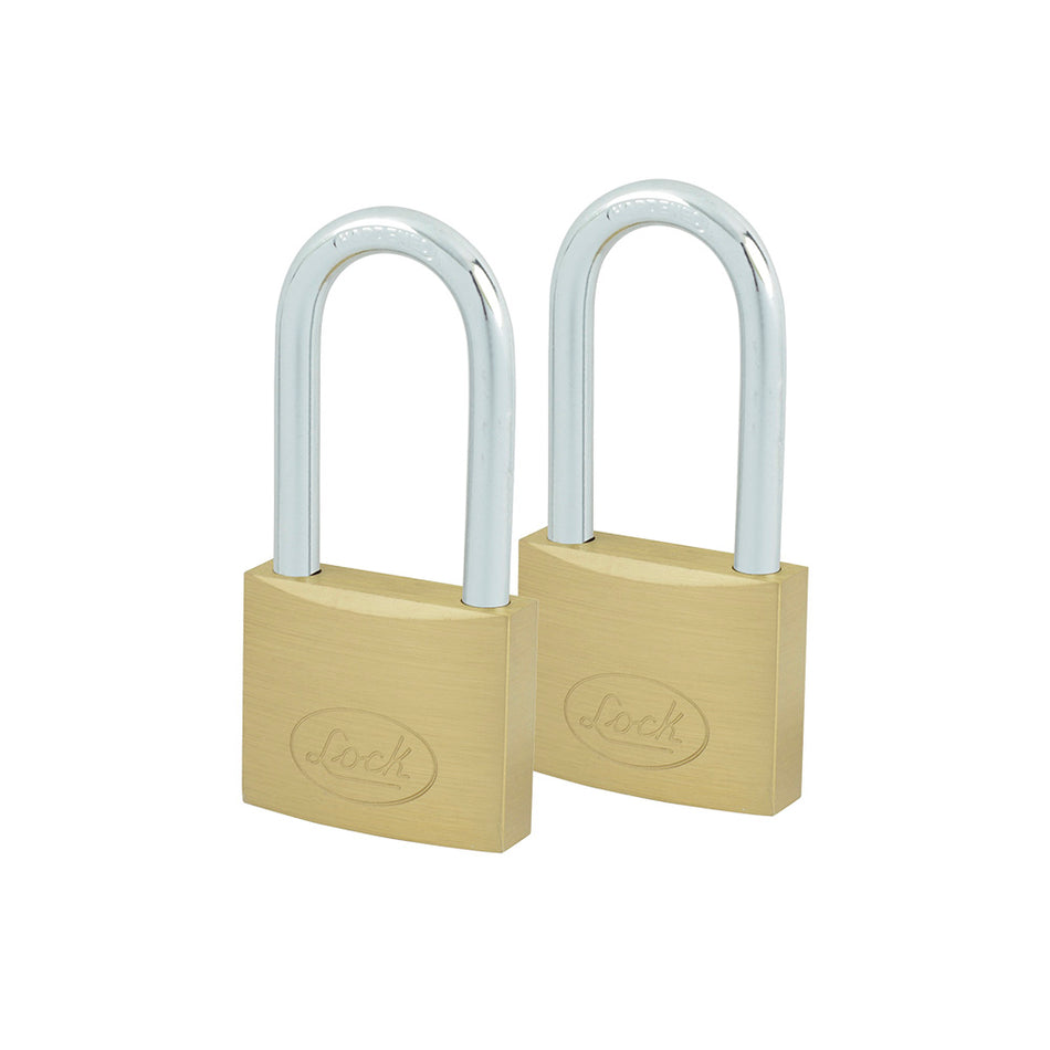 Juego de candados de latón largos 25 mm, llave estándar, 2 piezas Lock L20L25EB