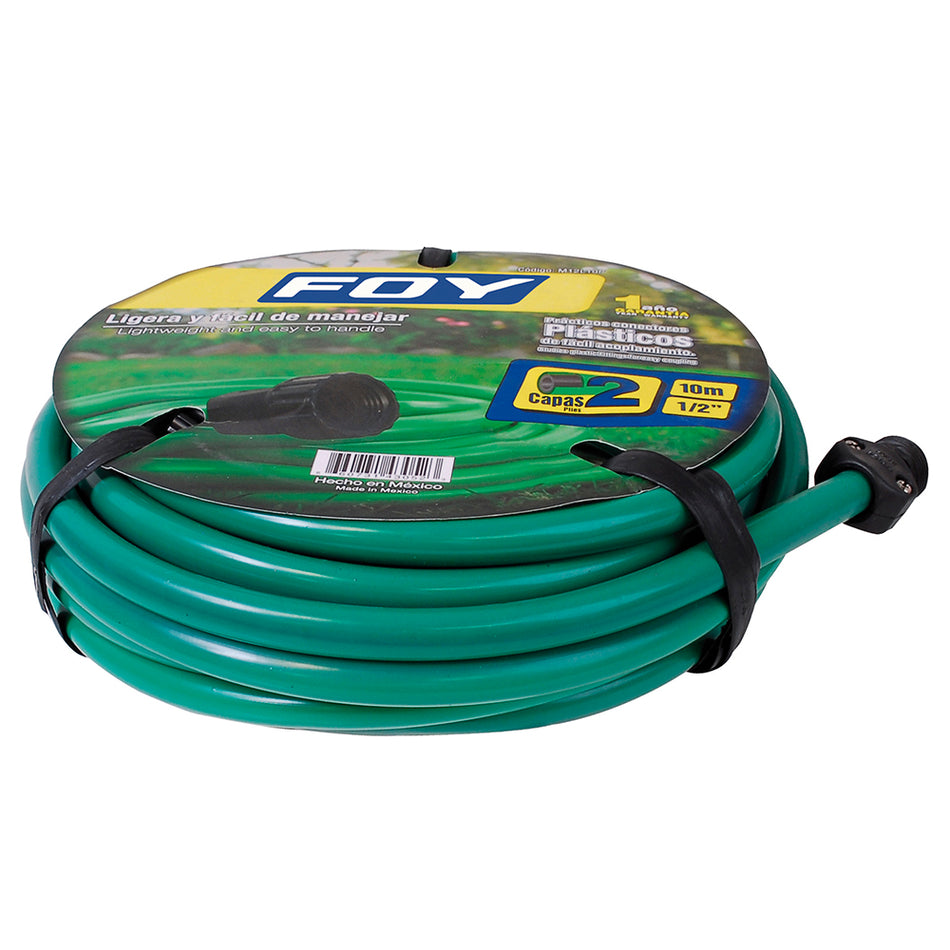 Manguera para jardín lisa con conector plástico 2 capas 1/2", 10 m Foy M12L10P