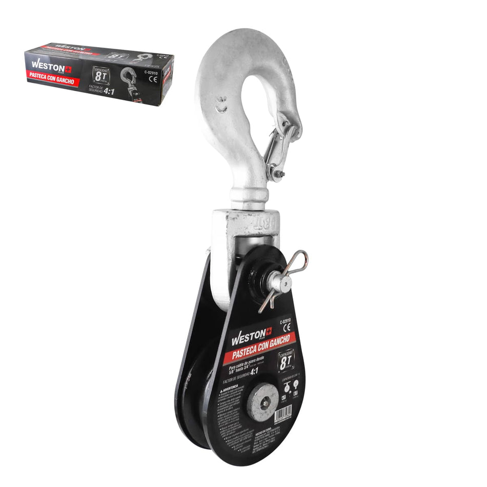 PASTECA GIRATORIA 8T-6" C/GANCHO P/CABLE