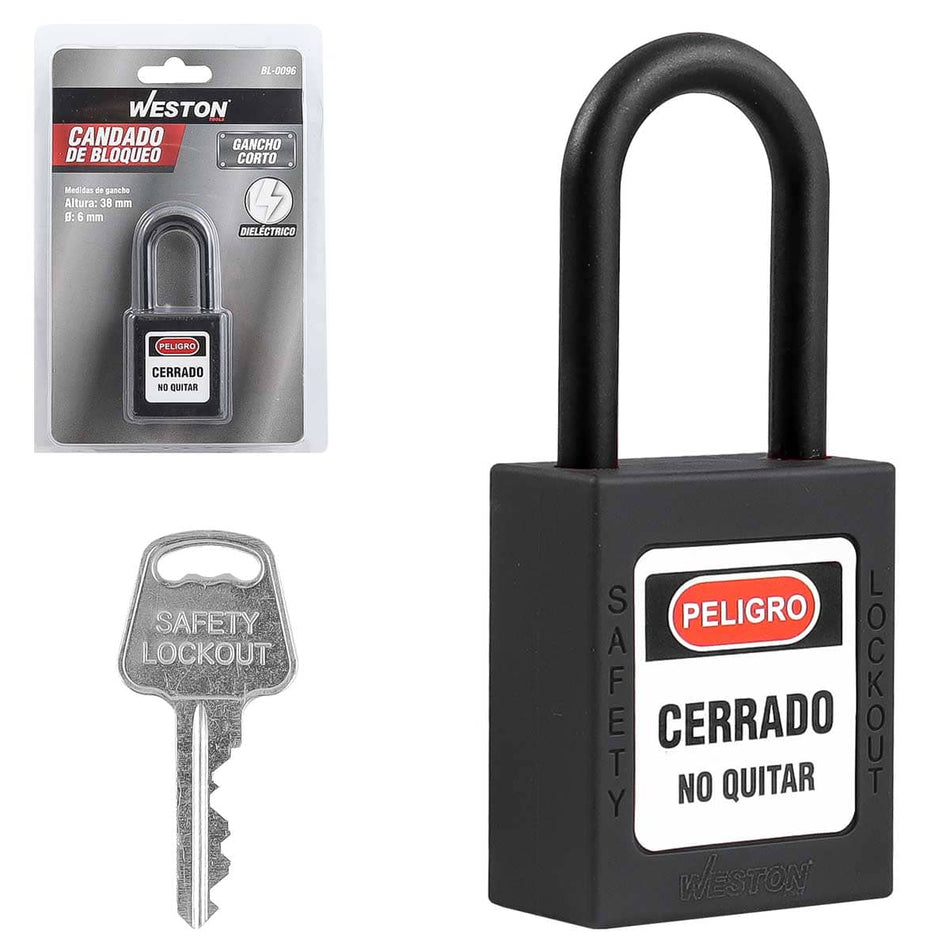 CANDADO DE BLOQUEO DIELÉCTRICO NEGRO 38M