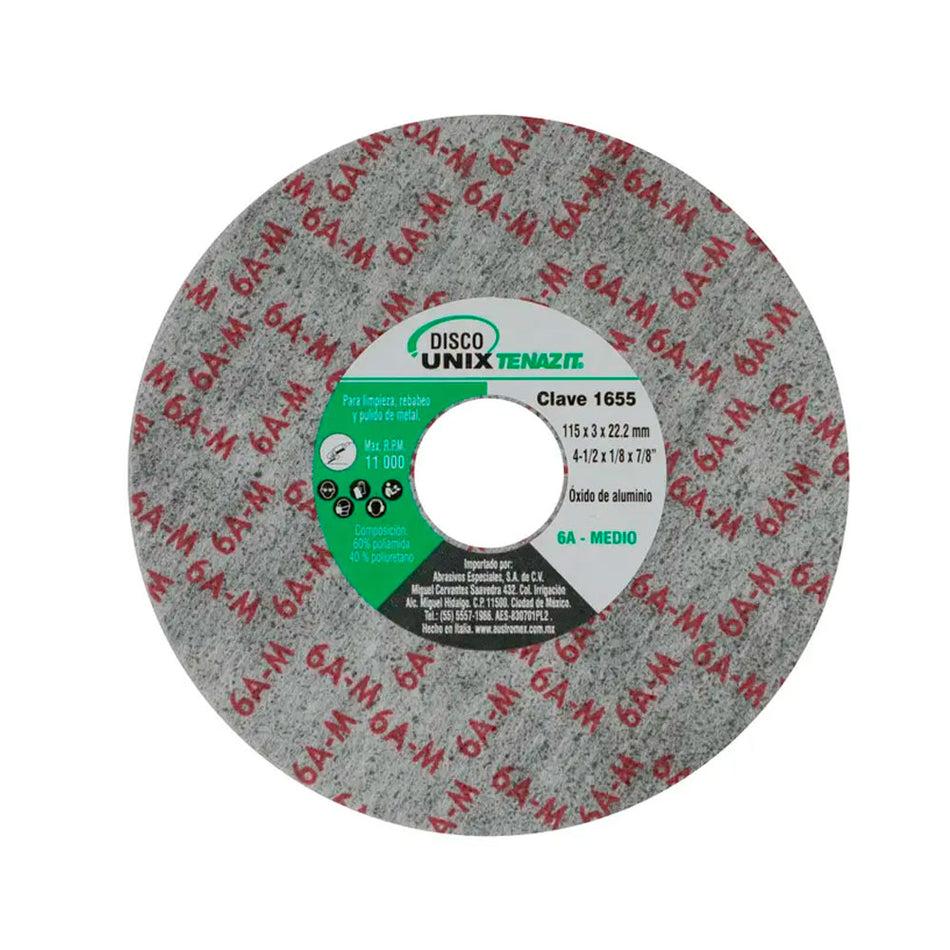 Disco unix de óxido de aluminio grano me