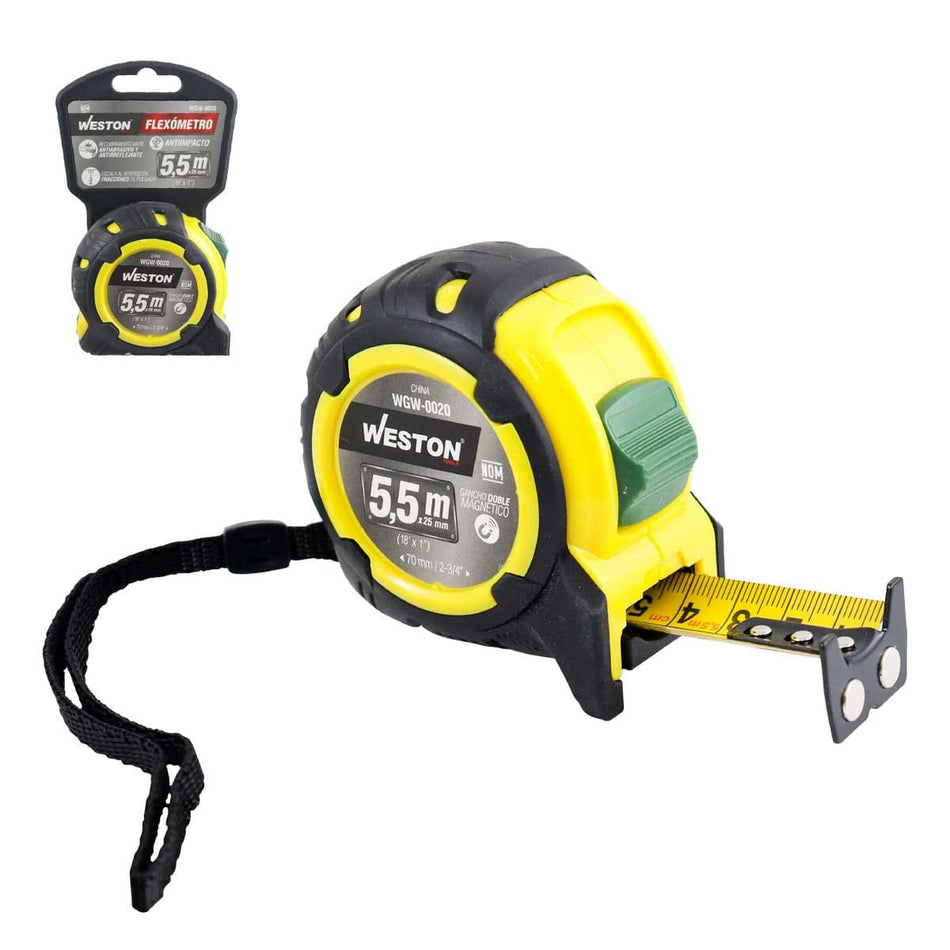 FLEXOMETRO 5.5M X 25MM AMARILLO ANTI IMP