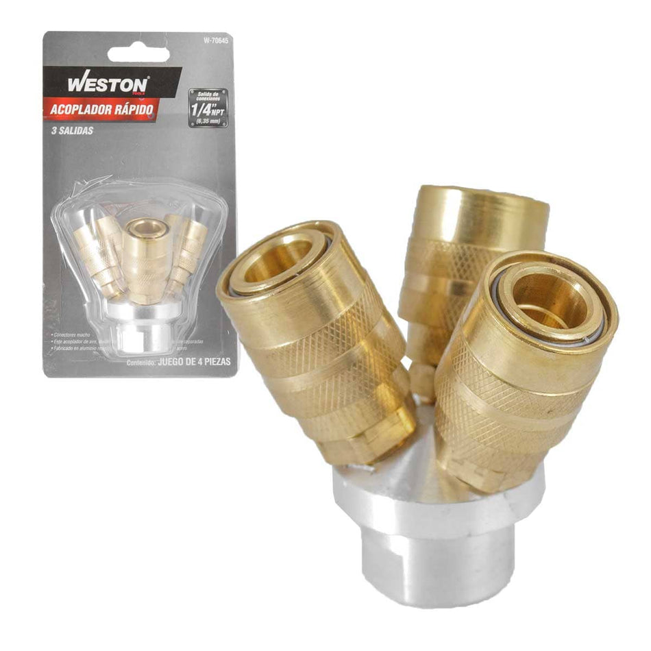 ACOPLADOR RAPIDO DE 3 SALIDAS 1/4 NPT MA