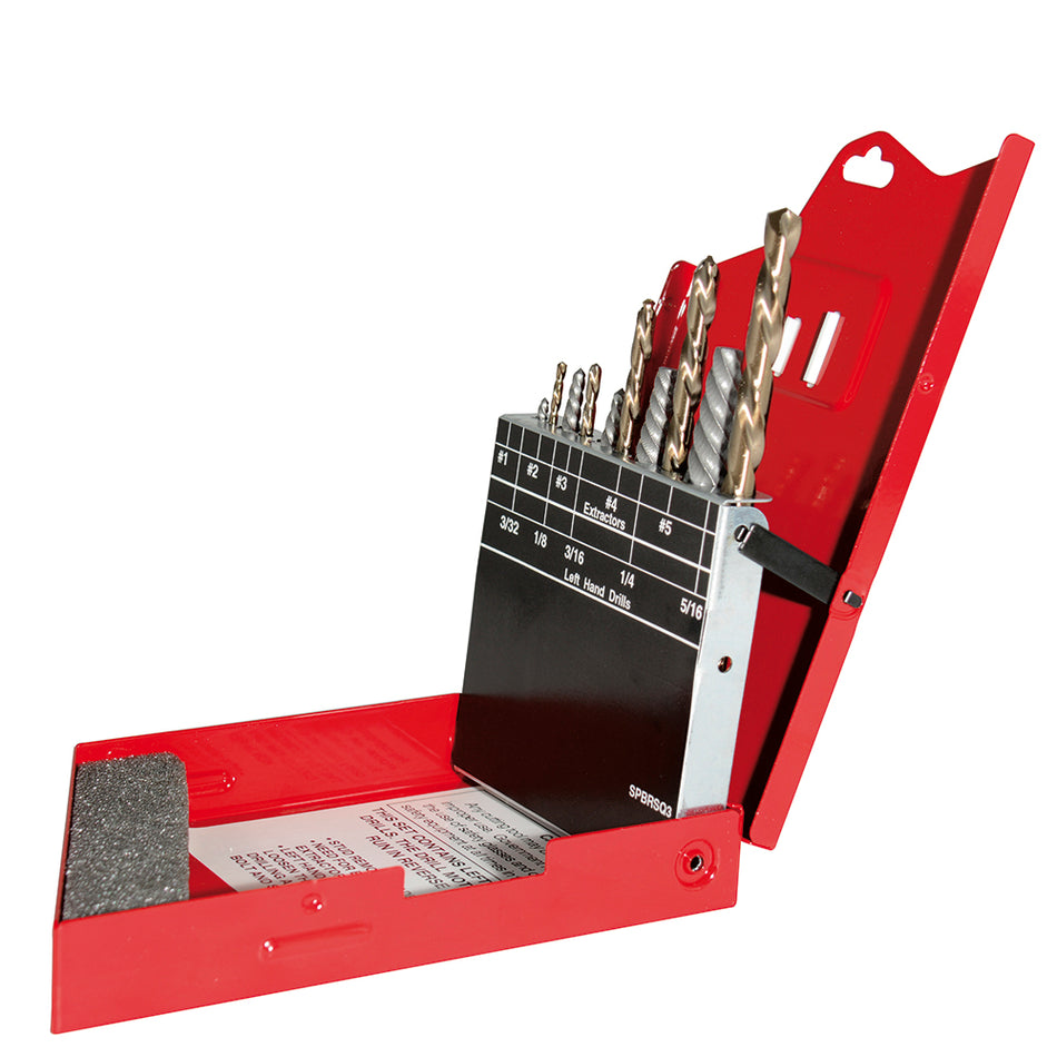 Juego de brocas premium y extractores de acero de alta velocidad,10 piezas en caja metálic Urrea 9500LD