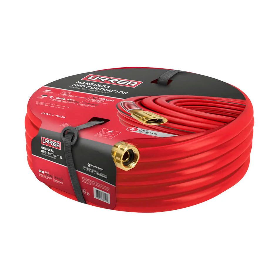 Manguera para jardín de 6 capas reforzada con conector metálico robusto 5/8", 25 m Urrea MU58R25