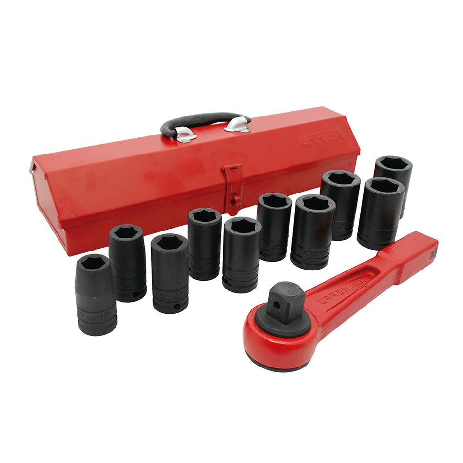 Juego de dados largos y accesorios de impacto cuadro de 3/4", en pulgadas, 12 piezas Urrea 750012LH
