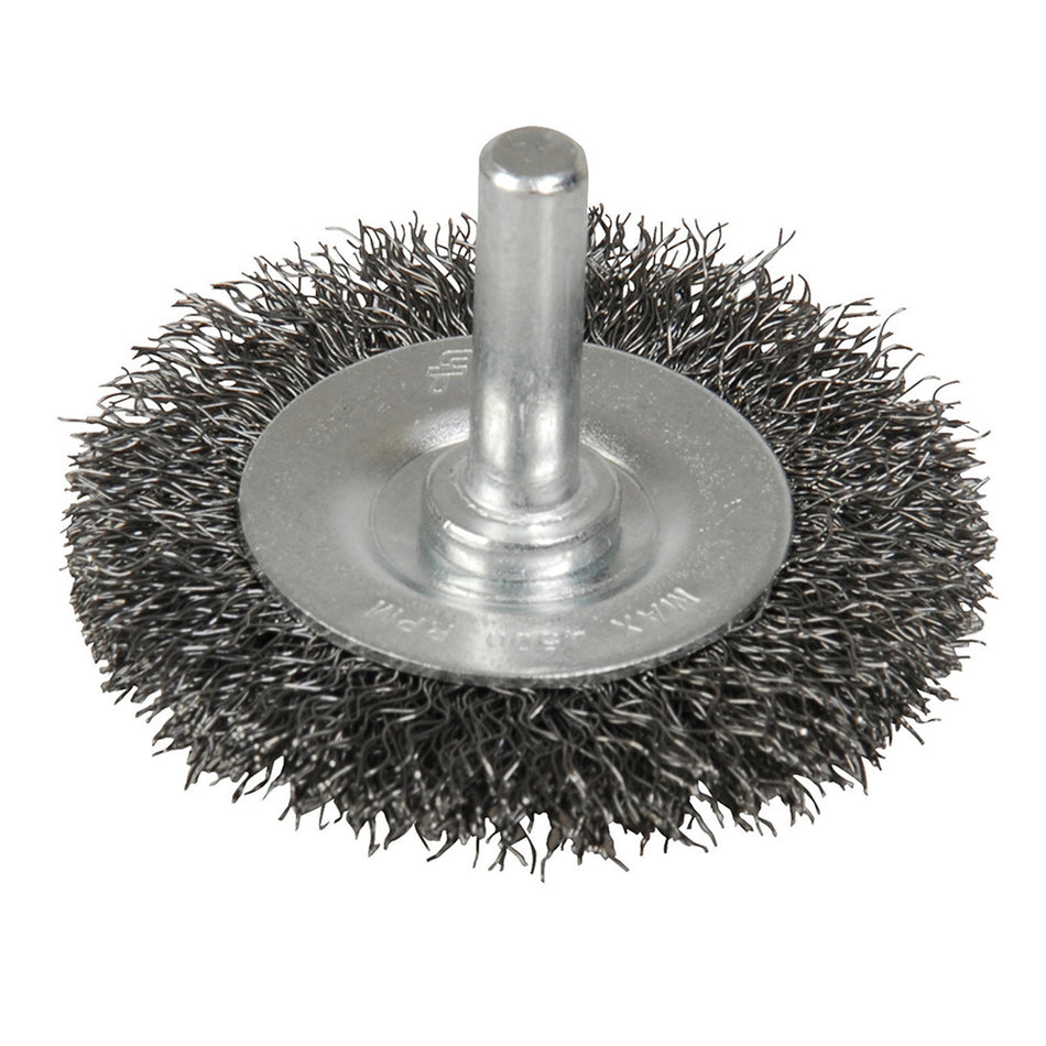 Carda copa ondulada alambre fino 2" x 0.17 mm con zanco 1/4" Foy C331