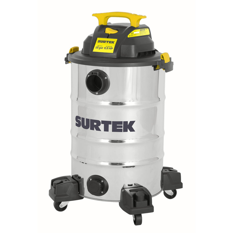 Aspiradora de acero inoxidable 12 galones, 5.5 HP, SURTEK