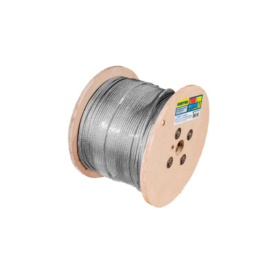Cable de acero con grillete 7 x 7 hilos, 3/8" x 76 m, SURTEK