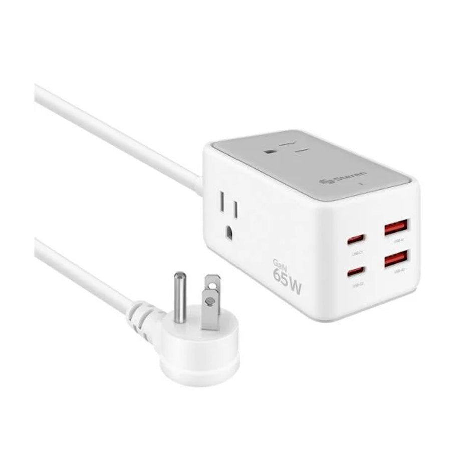 CARGADOR GaN USB C PD 65W/USB QC 18W CON MULTICONTACTOS STEREN ELI-7065EXT