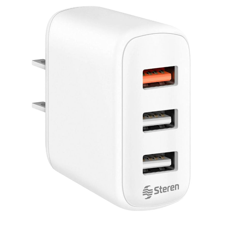 CARGADOR TRIPLE USB QC 18W / USB 12W STEREN ELI-723