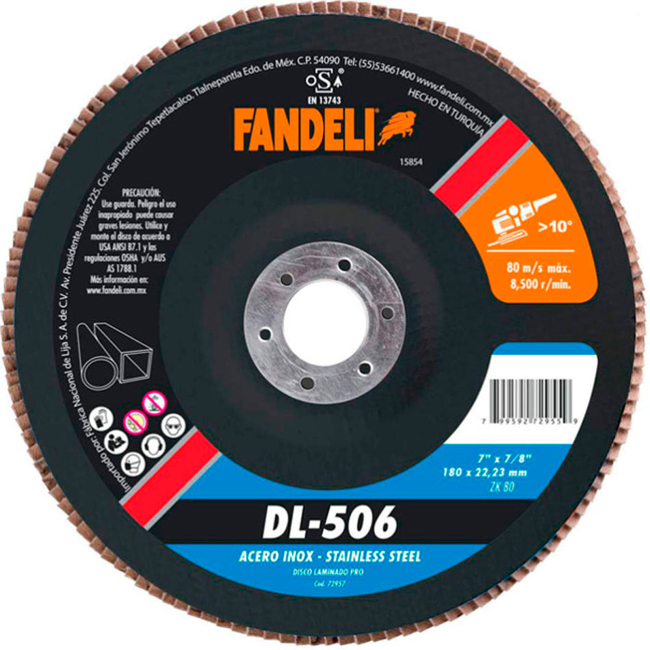 DISCO LAMINADO Z-80 INOX 7" (DL-506) 180 FANDELI FANDELI72957