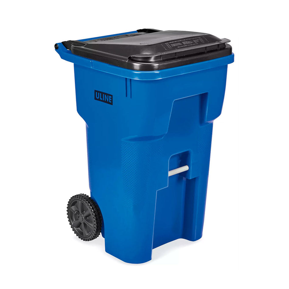 BOTE DE BASURA CON LLANTAS - 65 GALONES ULINE H-7937BLU