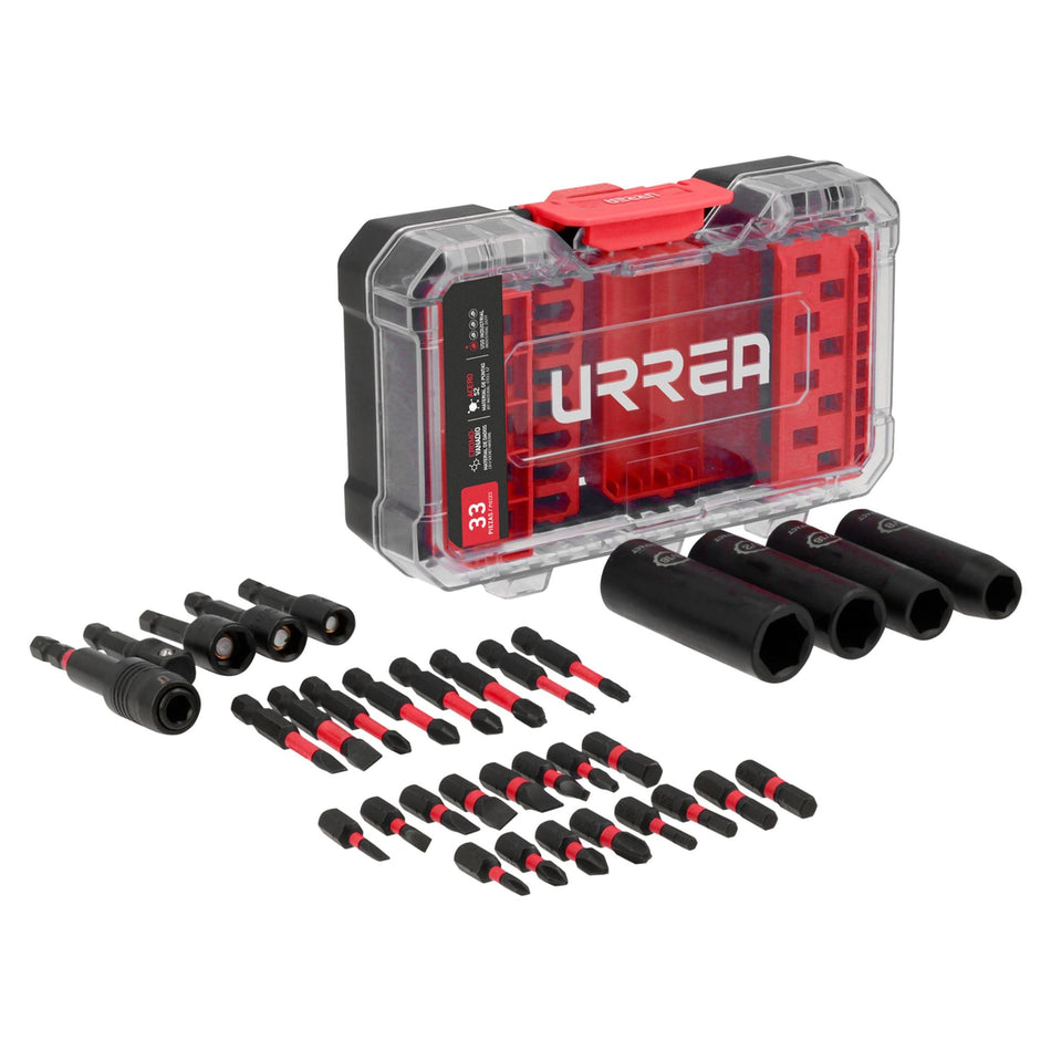 Juego de puntas y dados de impacto, 33 piezas, URREA JIM1