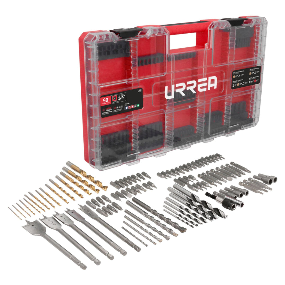 Juego de puntas de destornillador y brocas , 99 piezas, URREA JIM5