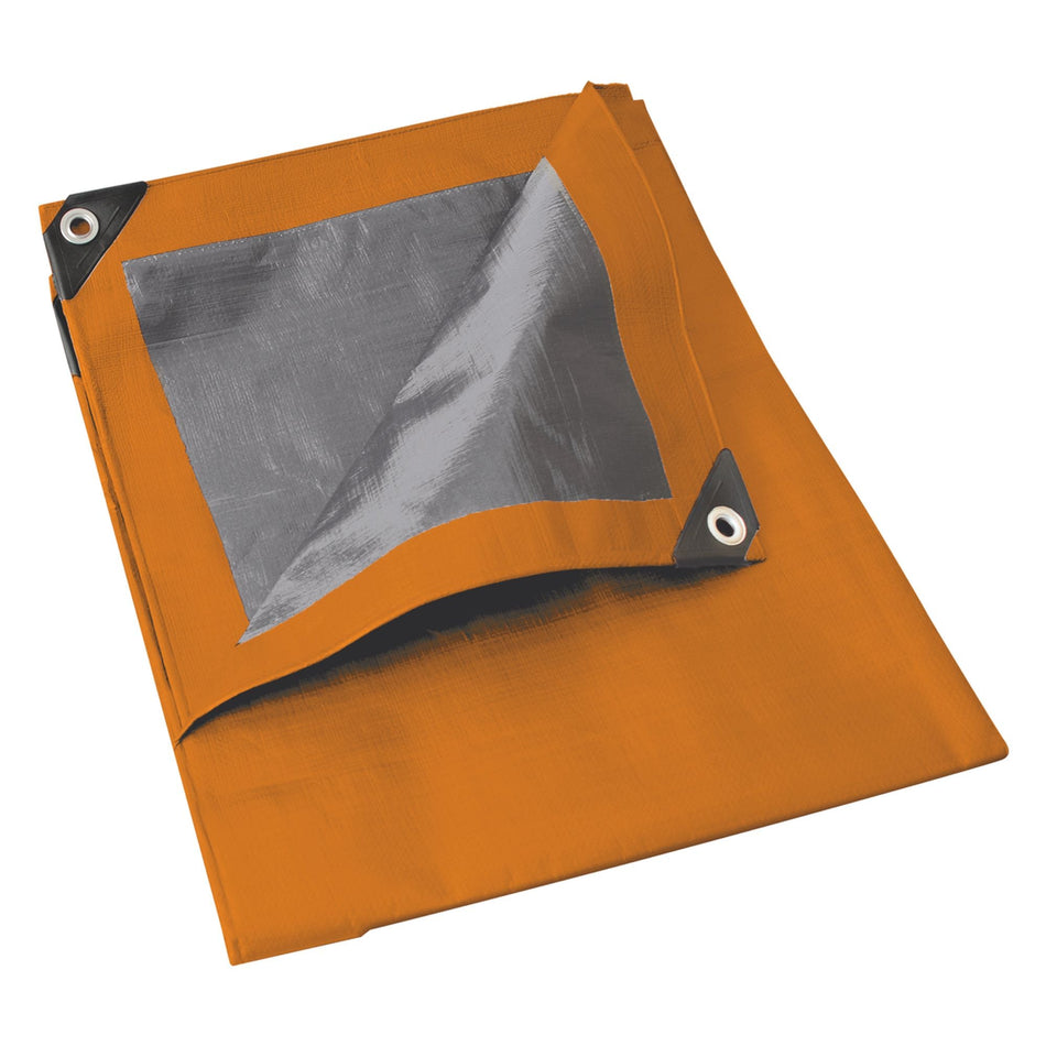 Lona de polietileno color naranja con fondo plata, 4 x 6 m, FOY L4X6N