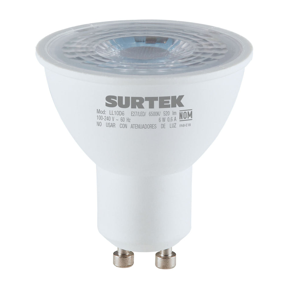 Lámpara de LED tipo GU10, 6 W luz de día, SURTEK LL10D6