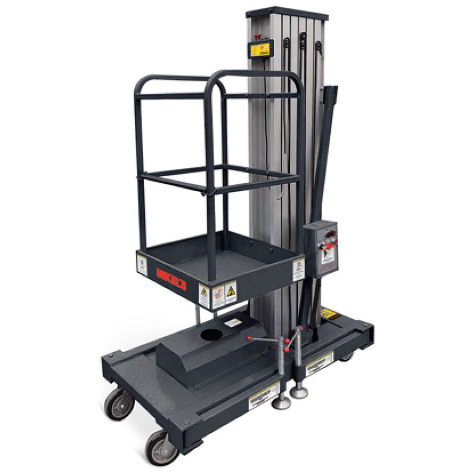 Plataforma elevadora semi eléctrica DC (12 V, 6 mts), MIKELS