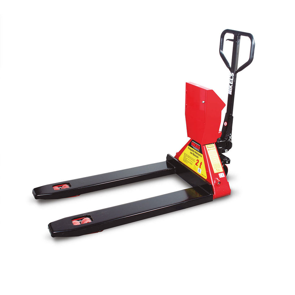 Patín hidráulico transpaleta con ruedas de poliuretano  y báscula (2.5 Ton), MIKELS