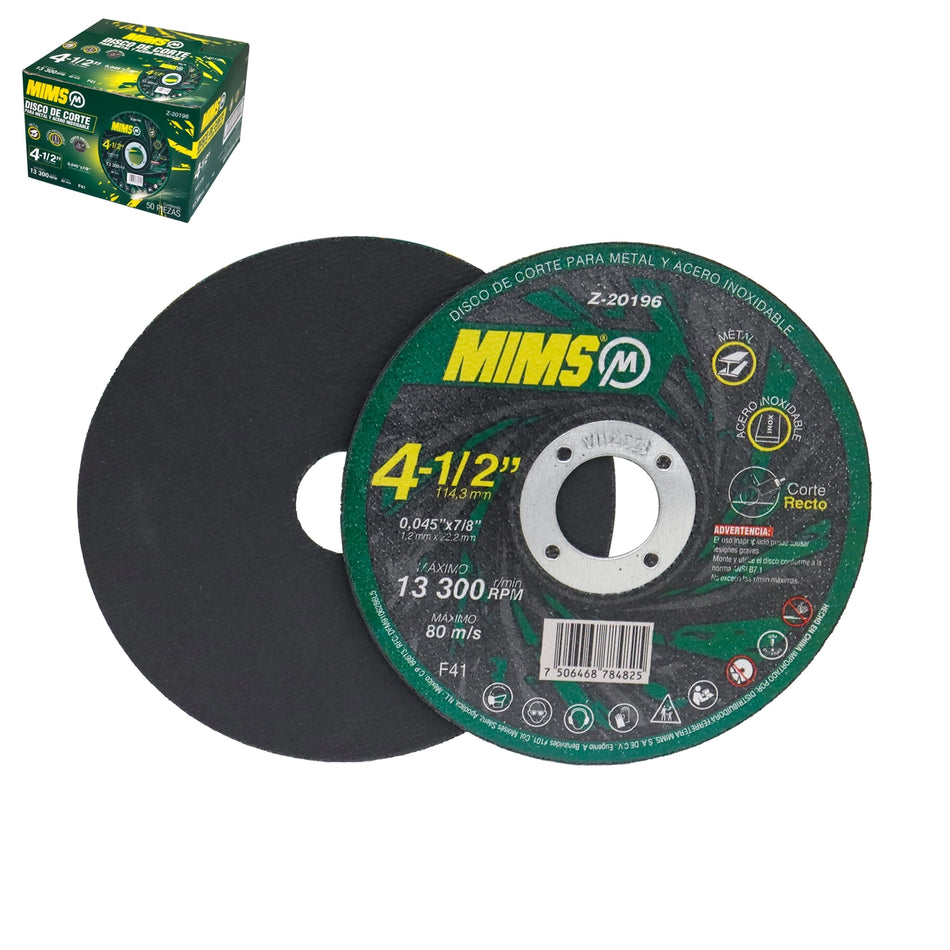 Disco para corte inoxidable y metal 4 1/2" x 0.045 x 7 1/2, F41, Weston Z-20196