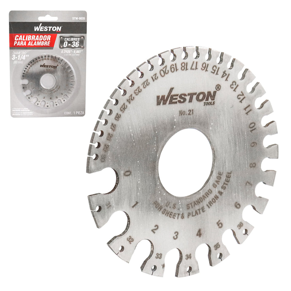 CALIBRADOR P/ALAMBRES 0 - 36 (0.3125""-