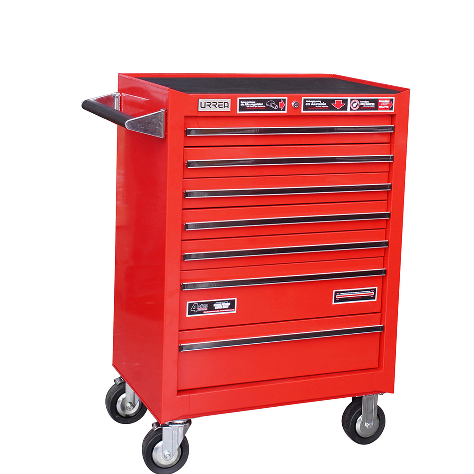Gabinete móvil 7 gavetas color rojo serie X 27" Urrea X27M7