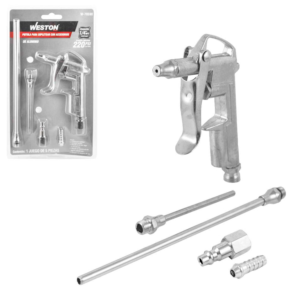 PISTOLA PARA SOPLETEAR CON ACCESORIOS (J