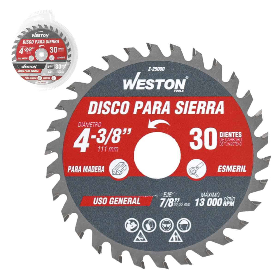 DISCO PARA SIERRA CIRCULAR P/MADERA 4-3/