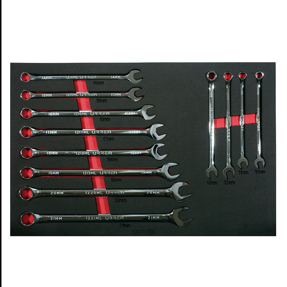 Juego de llaves combinadas extra largas métricas 12 piezas, CH316-C Urrea CH316