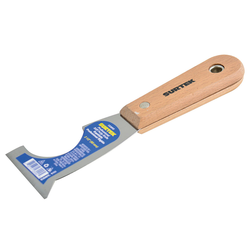 Espátula rígida de acero de alto carbón con raspador con mango de madera 2-1/2", 5 en 1 Surtek 123092