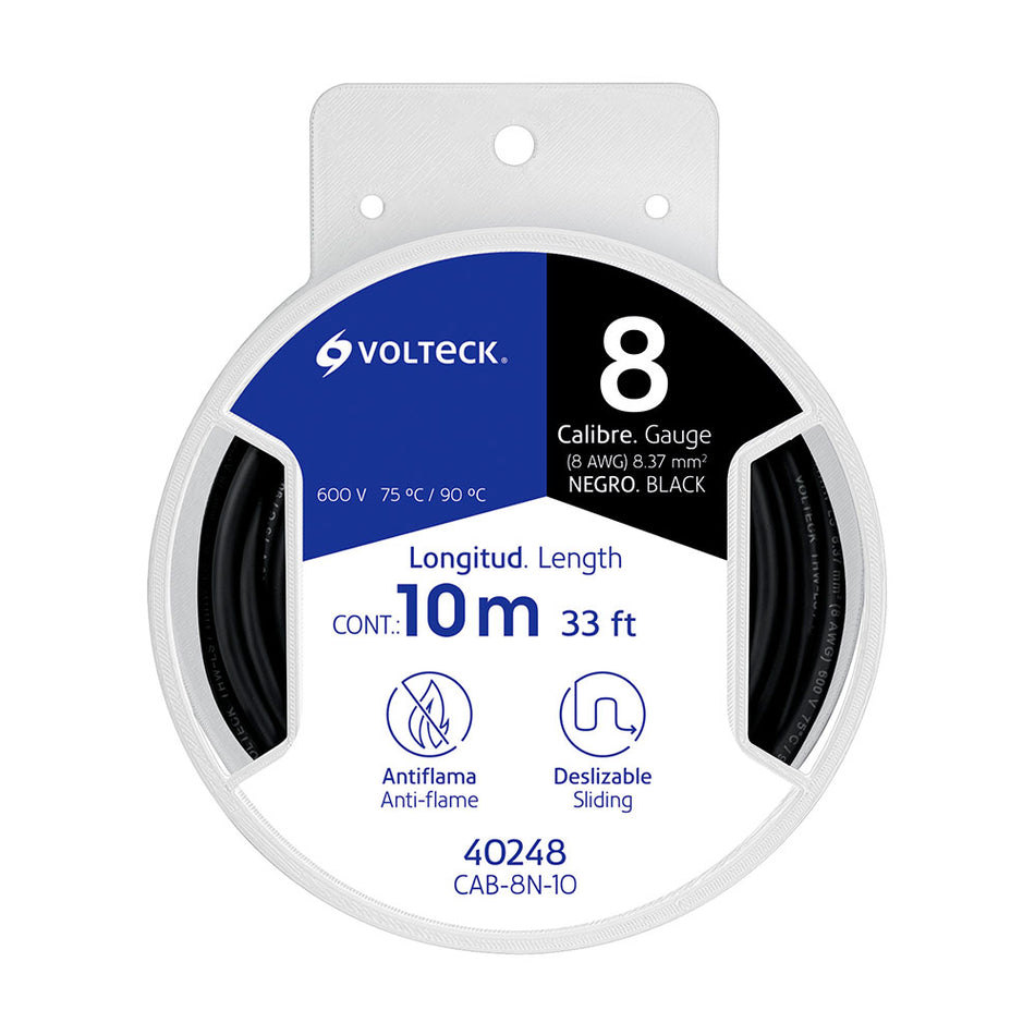 Carrete con 10 m de cable THHW-LS 8 AWG