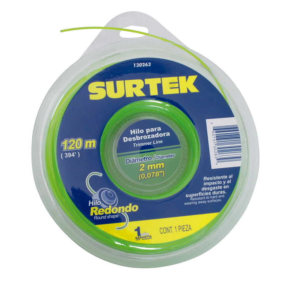 Nailon redondo para desbrozadora doble blíster, 2 mm x 120 m Surtek 130263