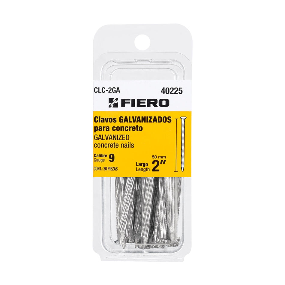 Blíster con 20 clavos galvanizados para