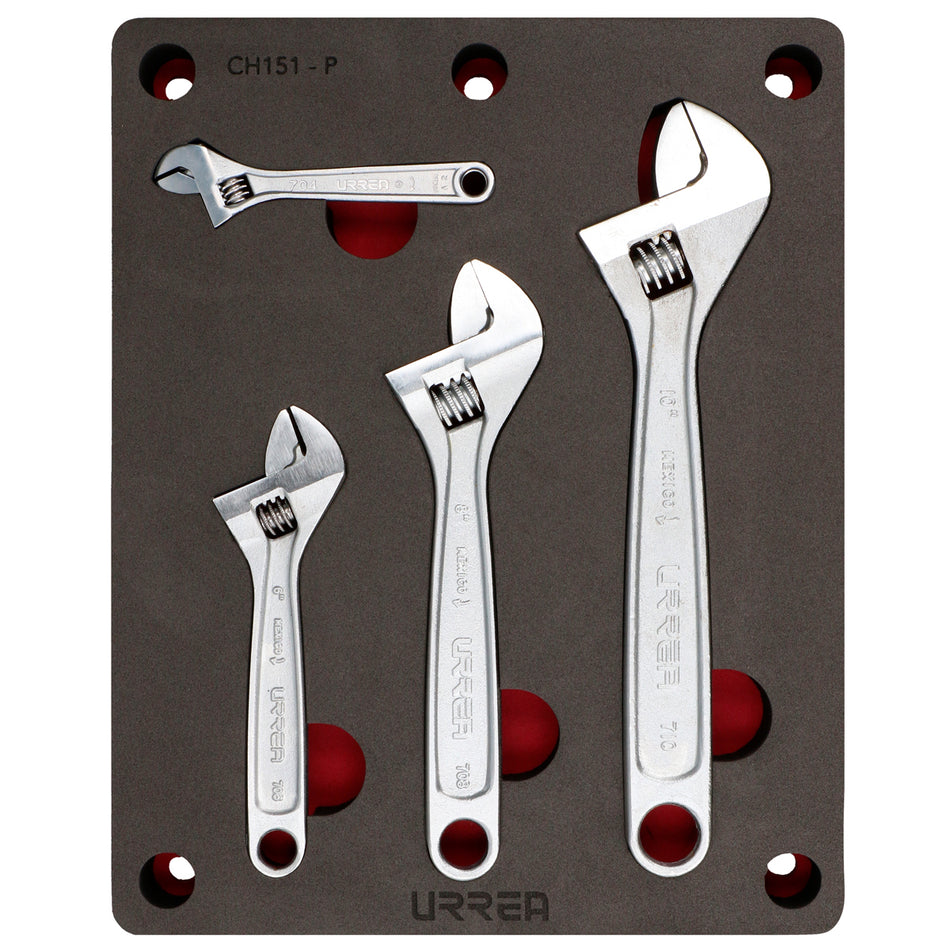 Juego de llaves ajustables 4 piezas, CH151P-C Urrea CH151P