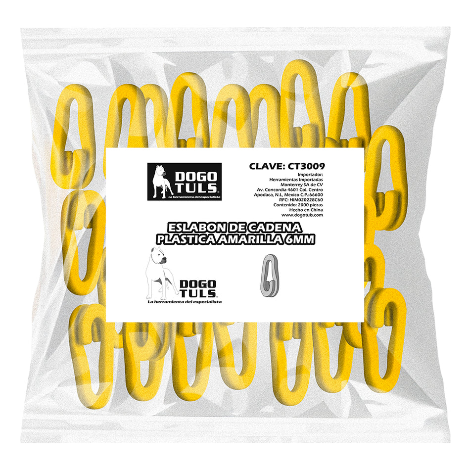 ESLABON DE CADENA PLASTICA AMARILLA 6MM, DOGOTULS CT3009