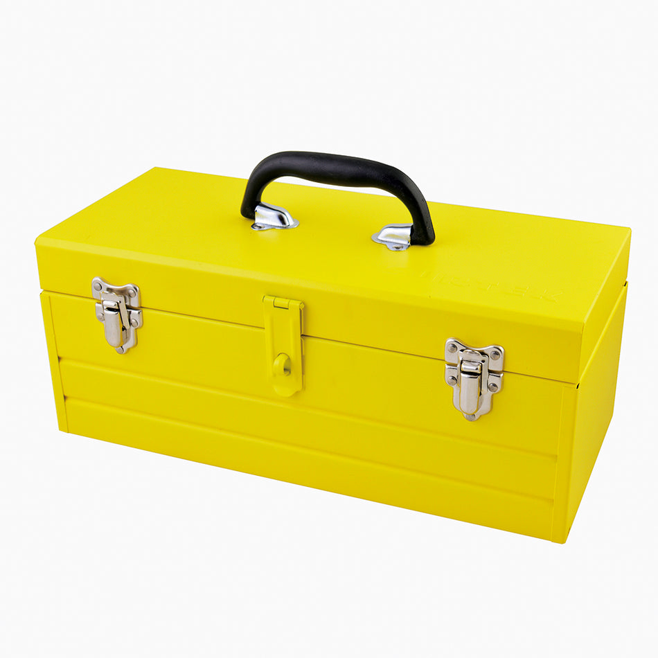 Caja portaherramientas metálica color amarillo con charola 23" x 9" x 7" Surtek CM24