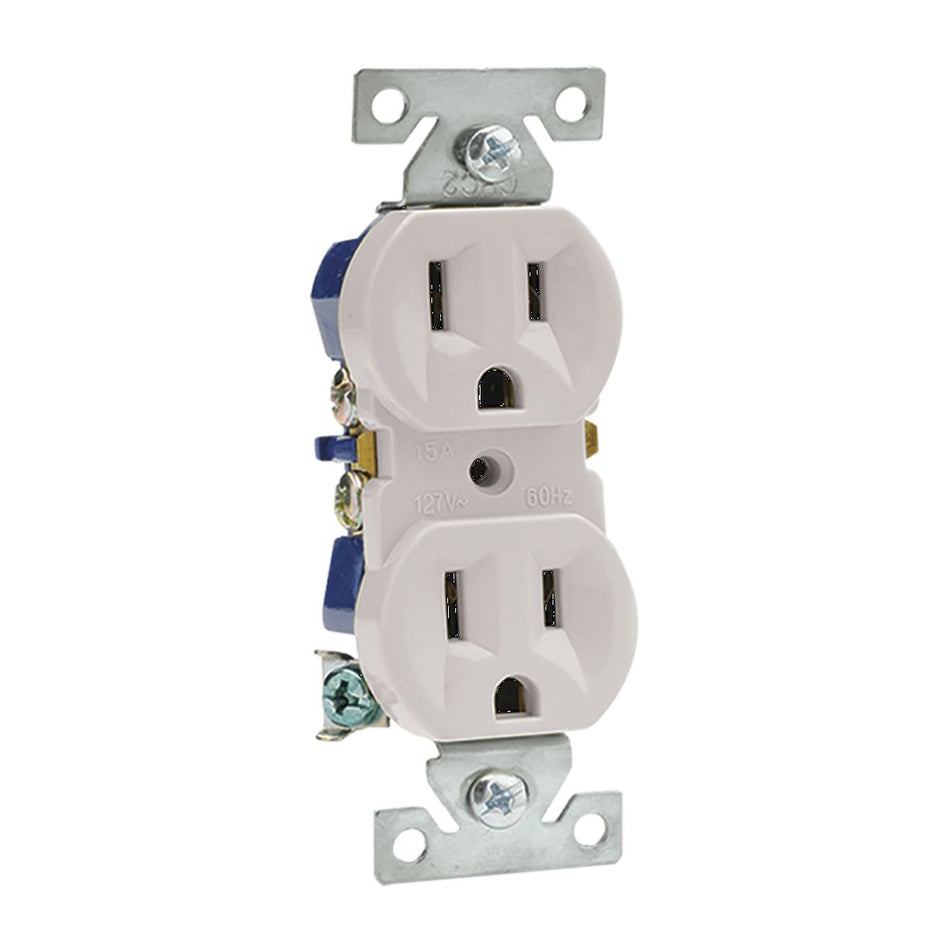 CONTACTO DOBLE ATERRIZADO BLANCO 15A 127