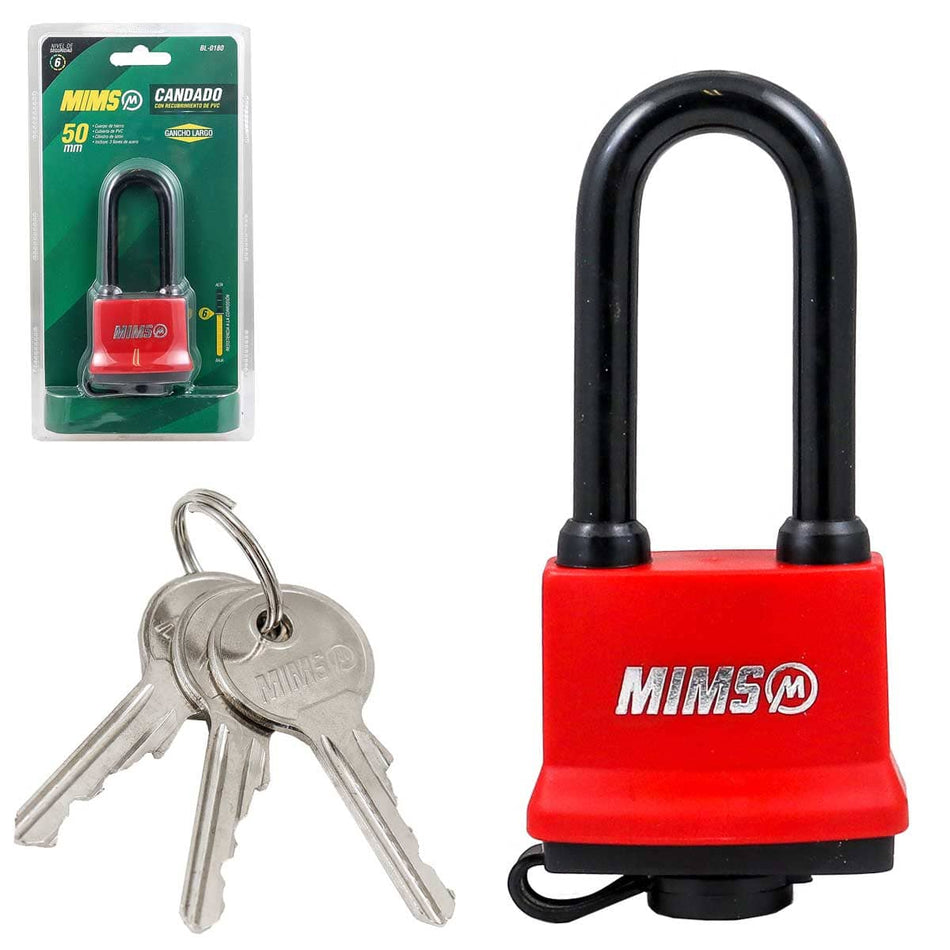 CANDADO RECUB. PVC DE HIERRO 50MM G. LAR